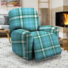 Tartan Aqua Blue Plaid Recliner Cover-grizzshop