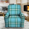 Tartan Aqua Blue Plaid Recliner Cover-grizzshop