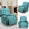 Tartan Aqua Blue Plaid Recliner Cover-grizzshop