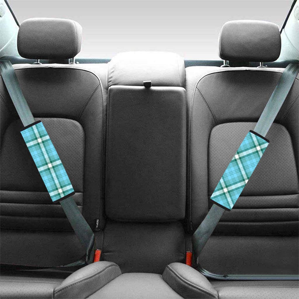 Tartan Aqua Blue Plaid Seat Belt Cover-grizzshop