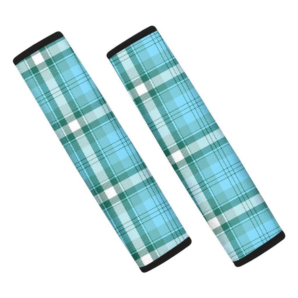 Tartan Aqua Blue Plaid Seat Belt Cover-grizzshop