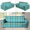 Tartan Aqua Blue Plaid Sofa Cover-grizzshop