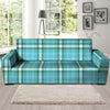 Tartan Aqua Blue Plaid Sofa Cover-grizzshop