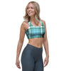 Tartan Aqua Blue Plaid Sports Bra-grizzshop