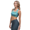 Tartan Aqua Blue Plaid Sports Bra-grizzshop