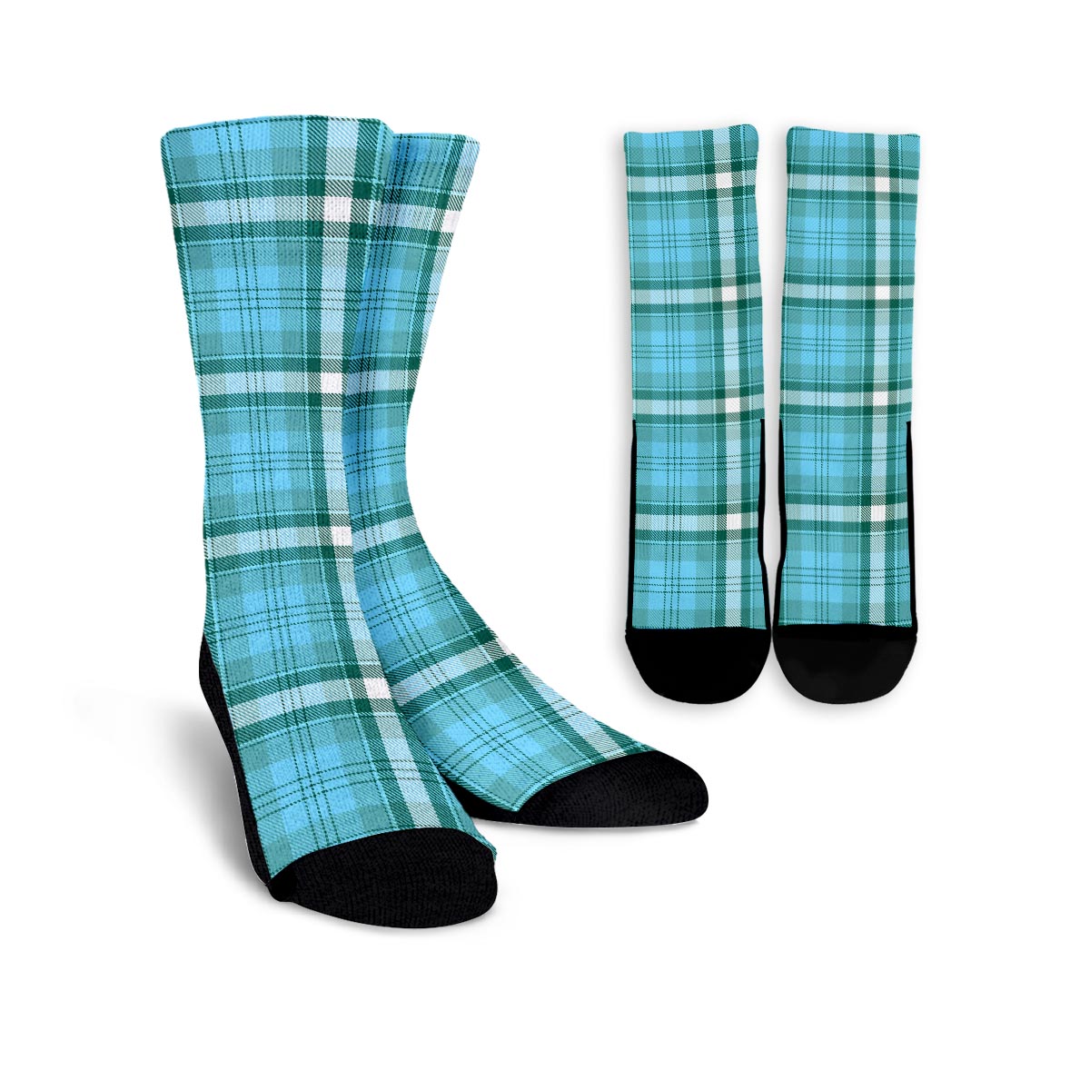 Tartan Aqua Blue Plaid Unisex Socks-grizzshop