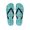 Tartan Aqua Blue Plaid Women's Flip Flops-grizzshop