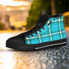 Tartan Aqua Blue Plaid Women's High Top Shoes-grizzshop