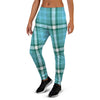 Tartan Aqua Blue Plaid Women's Joggers-grizzshop