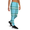 Tartan Aqua Blue Plaid Women's Joggers-grizzshop