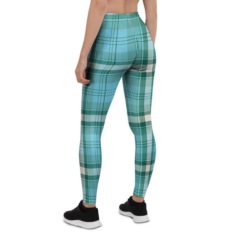 Tartan Aqua Blue Plaid Women's Leggings-grizzshop