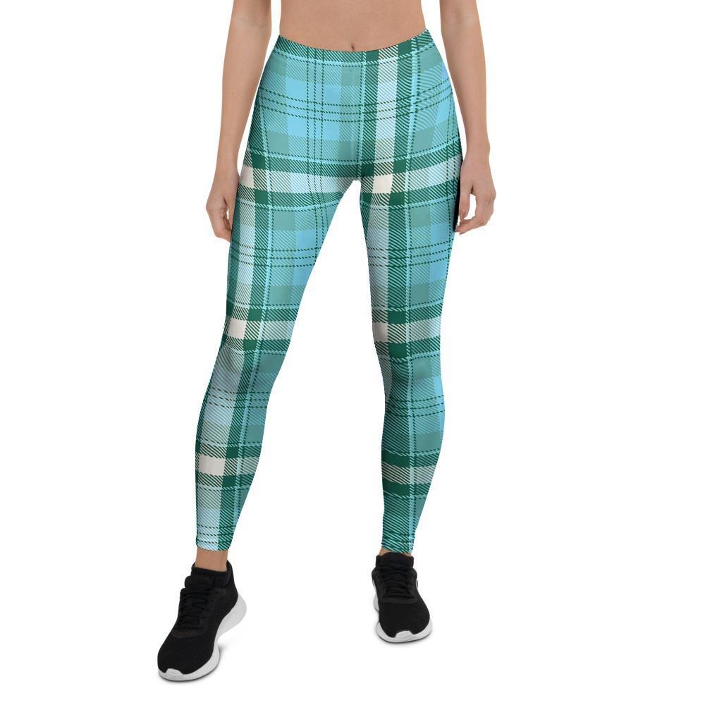 Tartan Aqua Blue Plaid Women's Leggings-grizzshop