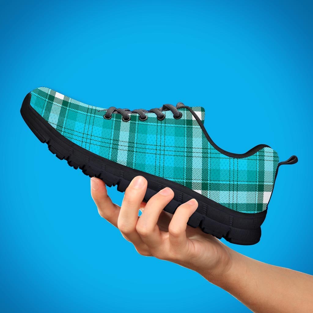 Tartan Aqua Blue Plaid Women's Sneakers-grizzshop