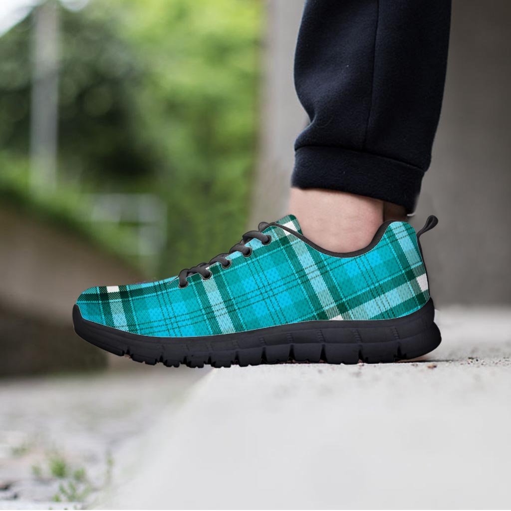 Tartan Aqua Blue Plaid Women's Sneakers-grizzshop