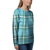 Tartan Aqua Blue Plaid Women's Sweatshirt-grizzshop