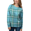 Tartan Aqua Blue Plaid Women's Sweatshirt-grizzshop