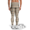 Tartan Beige Print Pattern Men's Leggings-grizzshop