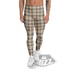 Tartan Beige Print Pattern Men's Leggings-grizzshop