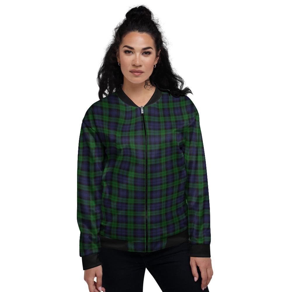 Tartan Black Watch Print Pattern Women's Bomber Jacket-grizzshop