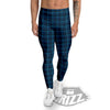 Tartan Blue And Black Print Pattern Men's Leggings-grizzshop