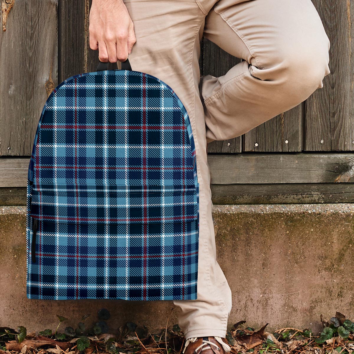 Tartan Blue Plaid Backpack-grizzshop