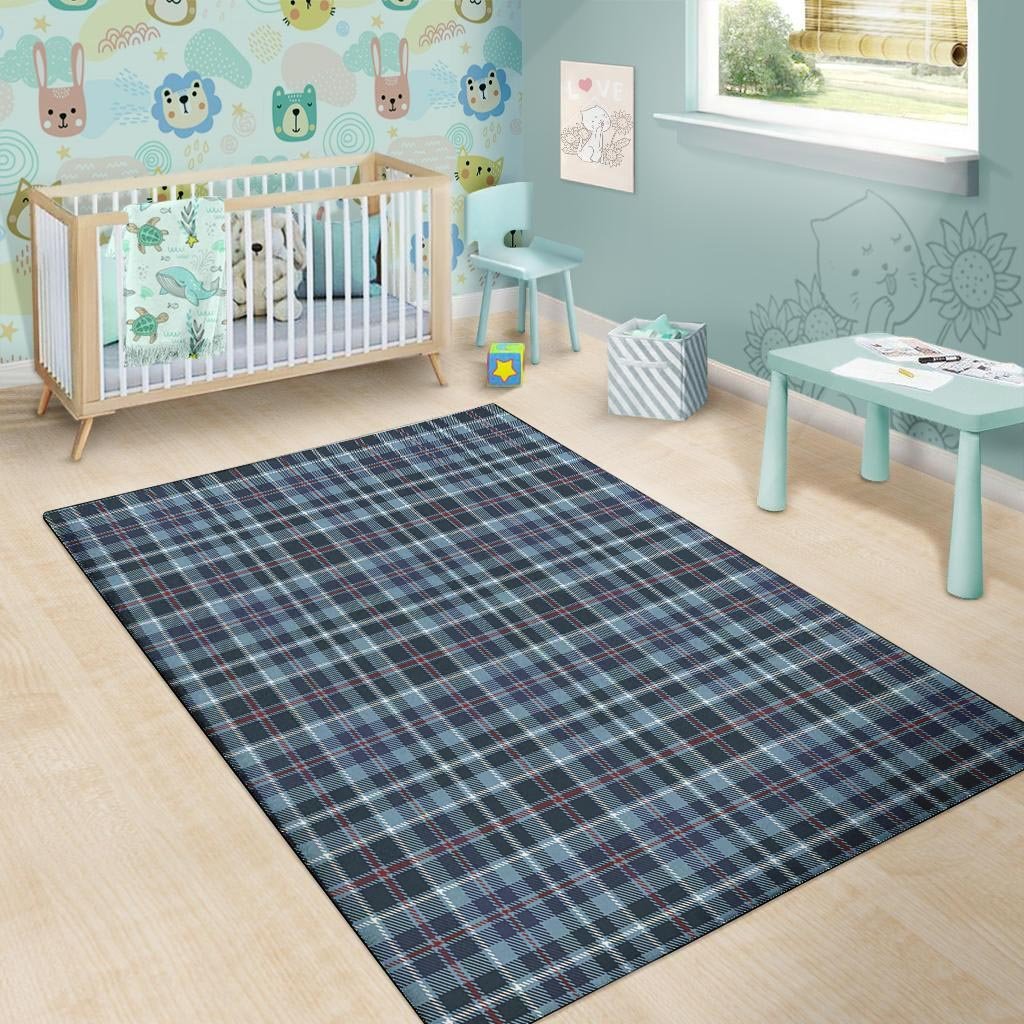 Tartan Blue Plaid Floor Mat-grizzshop