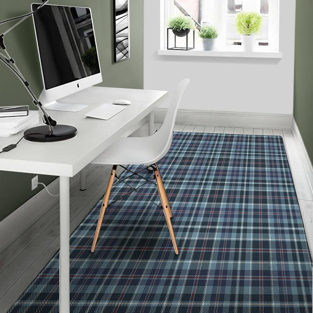 Tartan Blue Plaid Floor Mat-grizzshop