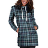 Tartan Blue Plaid Hoodie Dress-grizzshop