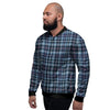 Tartan Blue Plaid Men's Bomber Jacket-grizzshop