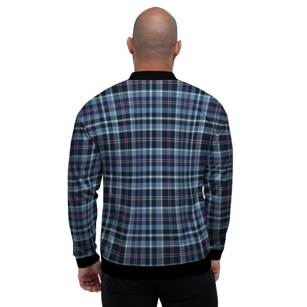 Tartan Blue Plaid Men's Bomber Jacket-grizzshop