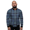 Tartan Blue Plaid Men's Bomber Jacket-grizzshop