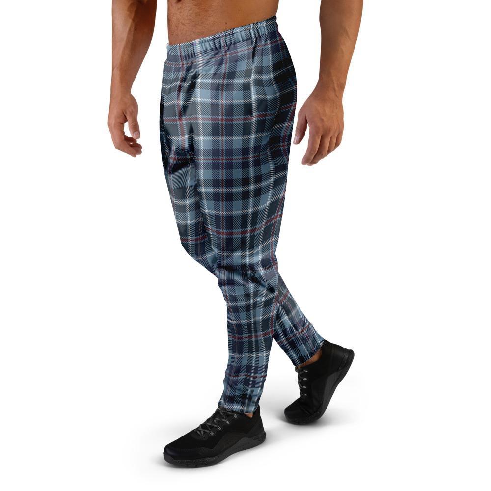 Tartan Blue Plaid Men's Joggers-grizzshop