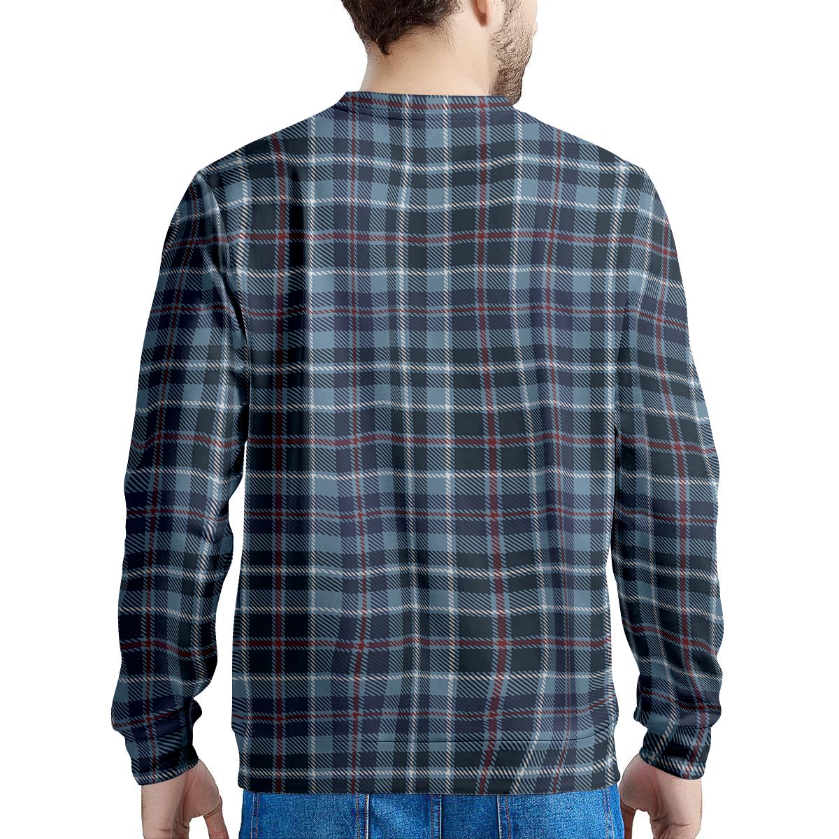 Tartan Blue Plaid Men's Sweatshirt-grizzshop