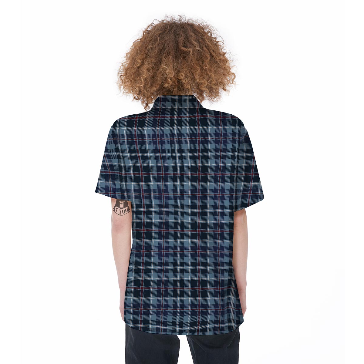 Tartan Blue Plaid Women's Short Sleeve Shirts-grizzshop