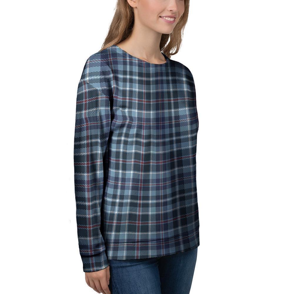 Tartan Blue Plaid Women's Sweatshirt-grizzshop