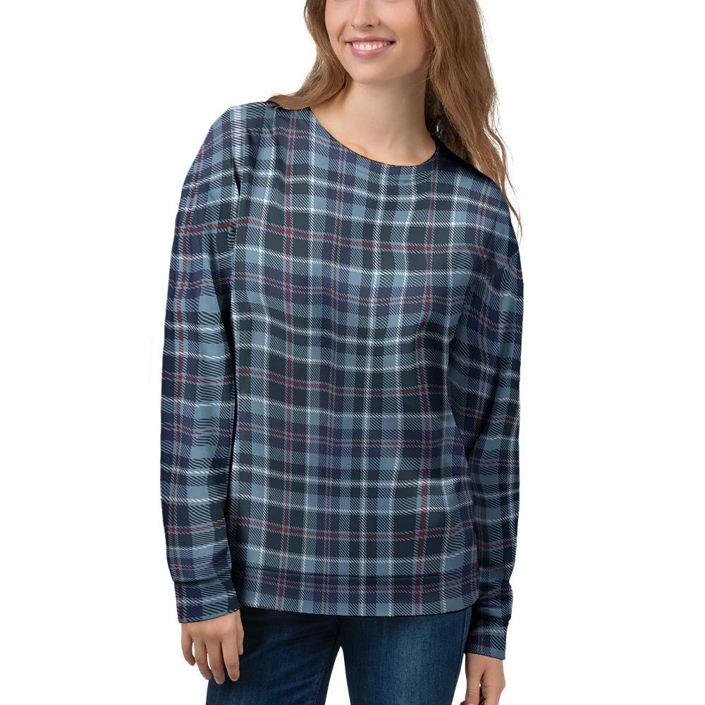 Tartan Blue Plaid Women's Sweatshirt-grizzshop