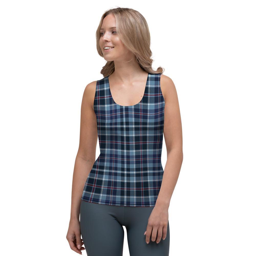 Tartan Blue Plaid Women's Tank Top-grizzshop