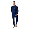 Tartan Blue Print Pattern Men's Pajamas-grizzshop