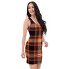 Tartan Brown Plaid Bodycon Dress-grizzshop