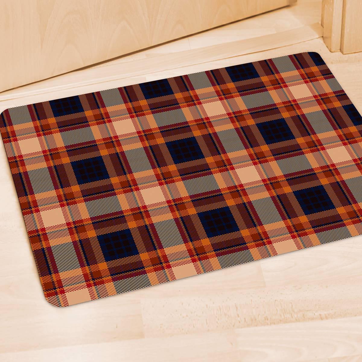 Tartan Brown Plaid Door Mat-grizzshop