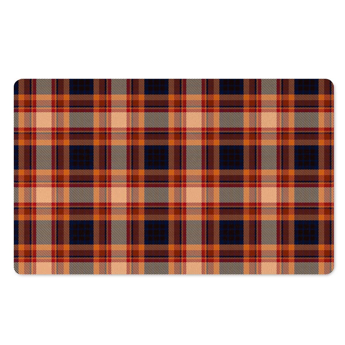 Tartan Brown Plaid Door Mat-grizzshop