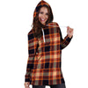 Tartan Brown Plaid Hoodie Dress-grizzshop