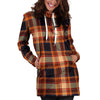 Tartan Brown Plaid Hoodie Dress-grizzshop