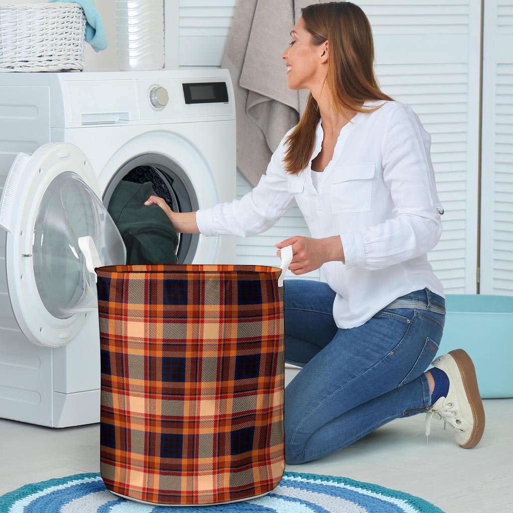 Tartan Brown Plaid Laundry Basket-grizzshop