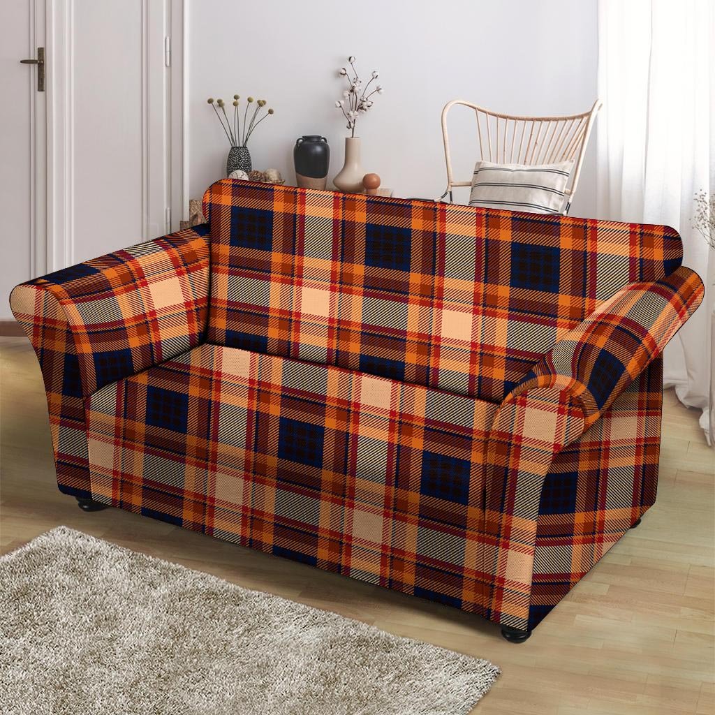 Tartan Brown Plaid Loveseat Cover-grizzshop