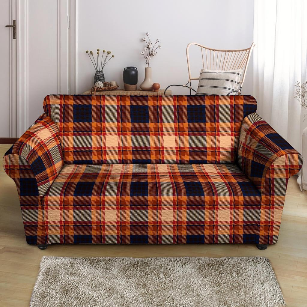 Tartan Brown Plaid Loveseat Cover-grizzshop