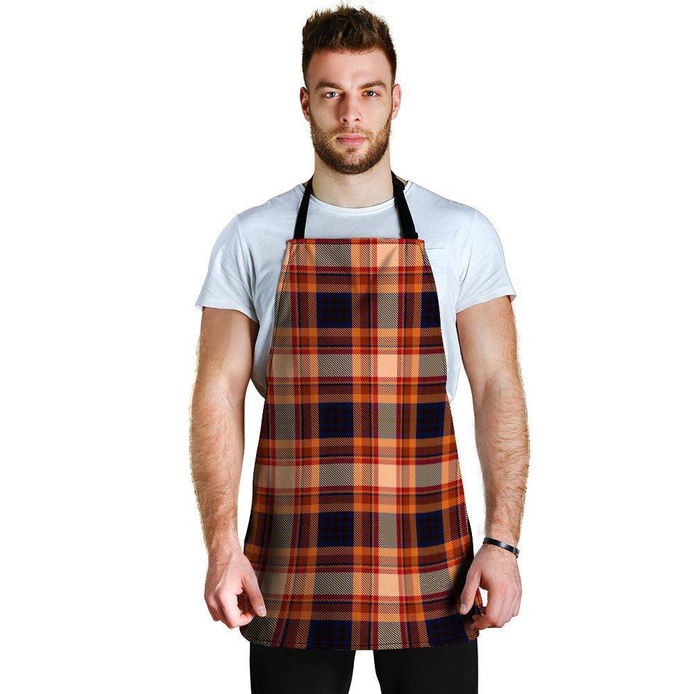 Tartan Brown Plaid Men's Apron-grizzshop
