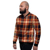 Tartan Brown Plaid Men's Bomber Jacket-grizzshop