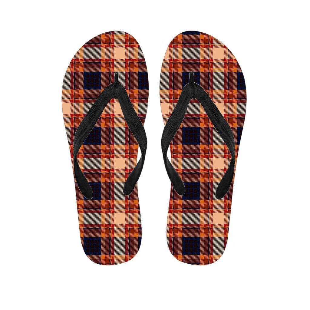 Tartan Brown Plaid Men's Flip Flops-grizzshop