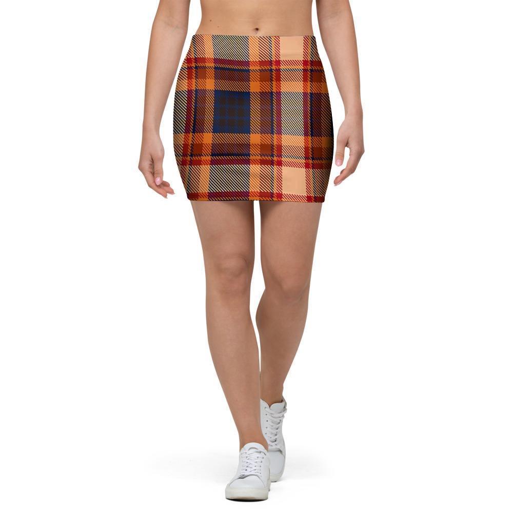 Tartan Brown Plaid Mini Skirt-grizzshop